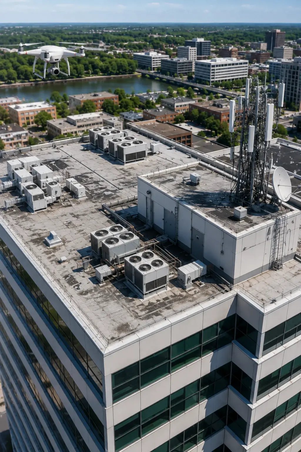 Aerial drone view of an active construction project in Arizona