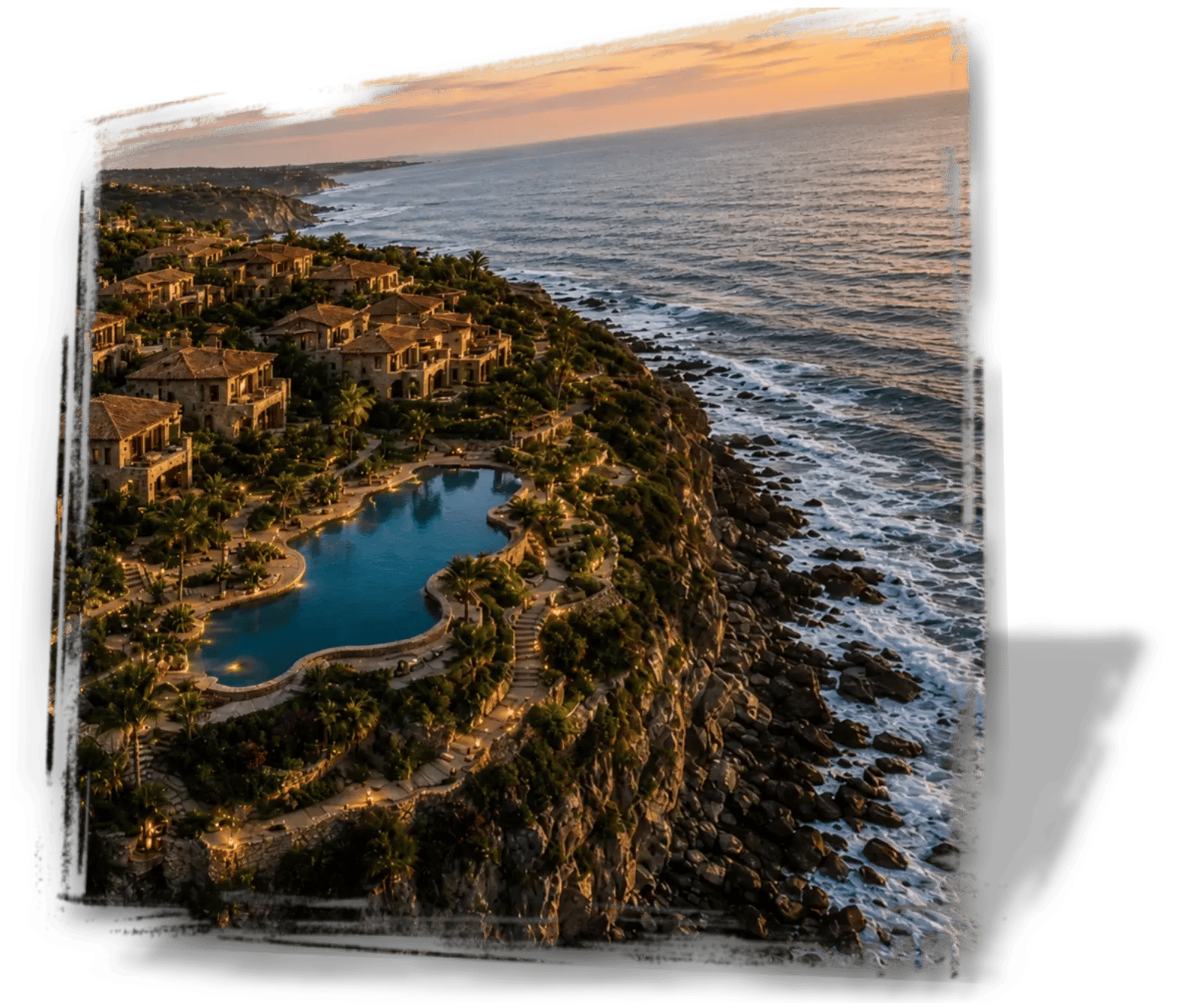 Aerial drone photography of a coastal property for marketing and presentation