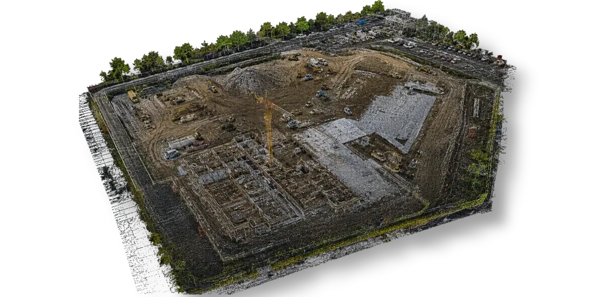 3D point cloud model of a construction site generated from drone imagery