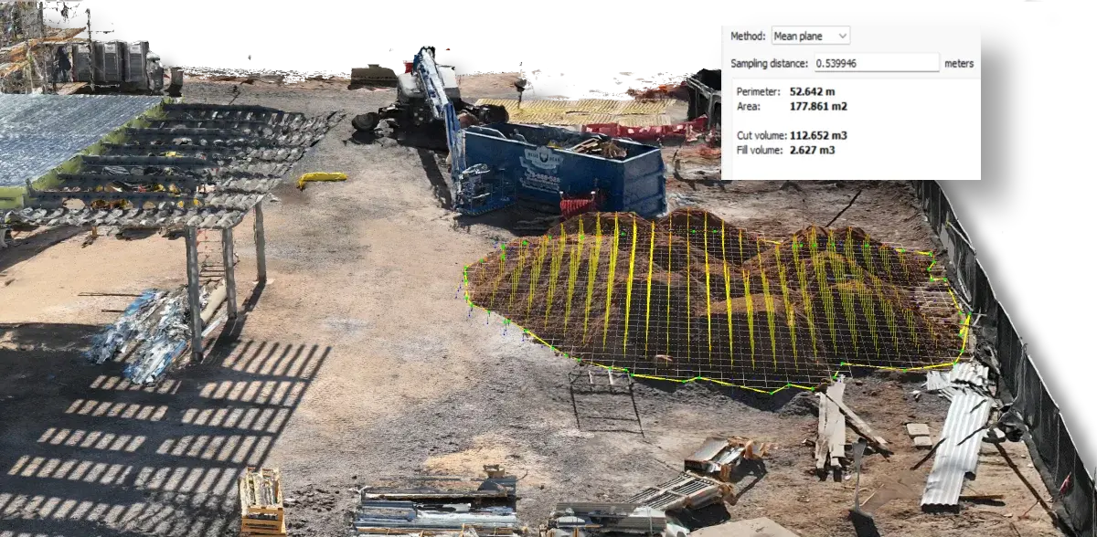 Drone mapping data used to calculate construction stockpile volume